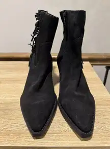 Coconuts by Matisse for Free People Black Jane Suede Fringe Ankle Boots 8.5