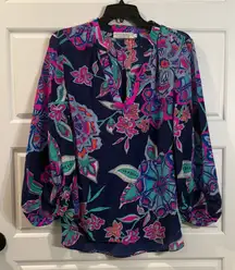 Alice & Trixie bright floral silk blouse medium