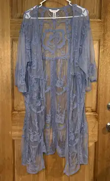 LC Lauren Conrad women’s Blue Mesh Floral Cover-Up one size‎