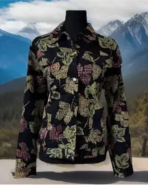 Redd Jeans Floral Print Retro Pockets Metal Button Sequin Swiftie Jacket-10