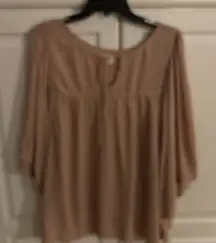 ONEILL medium ‎ Salmon Pink Butterfly Sleeve Blouse Top Boho Flare Crinkle