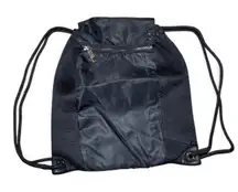 Lululemon Black Drawstring Backpack Gym Sack Lightweight Nylon Bag with Zip Pock