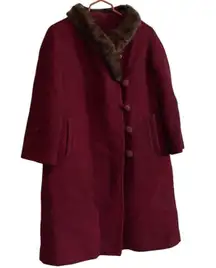 VTG Stix Baer & Fuller St. Louis Women’s Coat Fur Collar Check Measurement READ