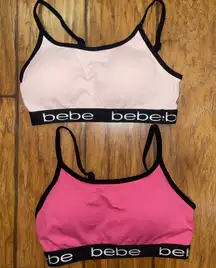 Bebe Women's Light Pink and Dark Pink Sports Bra Set size 1x