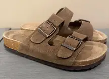 Cushionare Women’s Lane Sandal Cork with Leather Footbed Size 6.5 brown