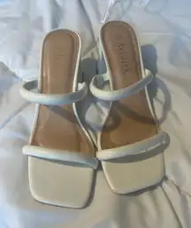 Women’s Square Open Toe Heeled Sandals Two Strap Mules Slip On Block Chunky Mid Heels Sandals 6