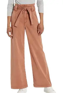PAIGE Women's Harper Jeans with Flutter Waistband Self Belt, Mocha, Size 34, NWT