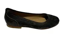 Musse & Cloud  Kendal Black Distressed and Embroidered Flats Womens Size 8