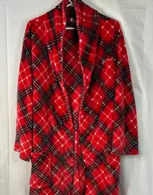 PINK Victoria's Secret Red Plaid Plush Robe Women’s Size Medium Large
