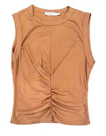 Lush Women's Camel Brown Front Twist Sleeveless Casual Top XS NWT
