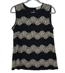 Kasper Champagne & Black Stretch Tank Medium