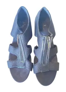 Bandolino Blue Zip Wedge Sandals
