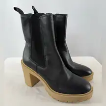 DV by Dolce Vita Jetty Vegan Leather Chelsea Chunky Boot in Black Tan Size 7