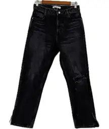 Zara Black Relaxed Fit Jeans with High-Waisted Design