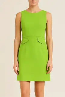 Trina Turk NWT Lime Green Atrina Sheath Dress Matcha Midi Size 6 Casual Pockets