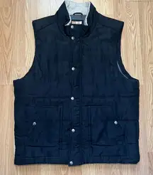 Ruff Hewn Black Puffer Vest Women’s Size‎ Large Quilted Full Zip Sherpa Collar