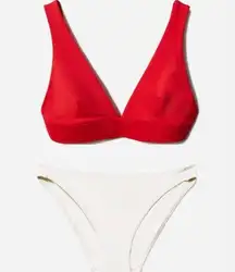 Everlane Bikini Set in Bright Red Top and White XS