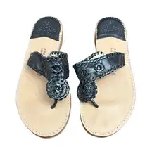 Palm Beach Sandals Classic Black Made in USA Women's size 10