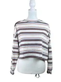 Habitual Shirt Women 12 Long Sleeve Striped Crop Top