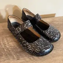 Allegria No Insoles Paloma Mary Jane Shoes Gothic Steel Wmns Sz 41 Black Silver