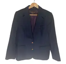 Charter Club Womens Navy Blue Wool Schoolboy Blazer Size 10P Made In England UK