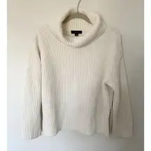 Ann Taylor Chenille Turtleneck Chunky Oversize Sweater Winter White Sz XS