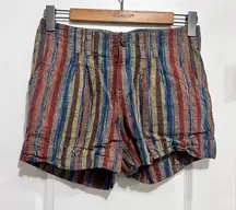 Sonoma Multi Color Linen/Cotton Blend Shorts - missing belt -‎ sz 6