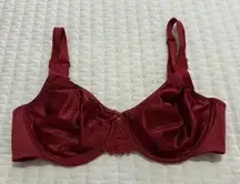 Chantelle Bra Red 38C Underwire Unlined Leaf Lace Trim