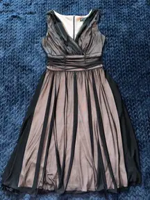 Connected Apparel Black Mesh Overlay Evening‎ Dress Cocktail Size 6