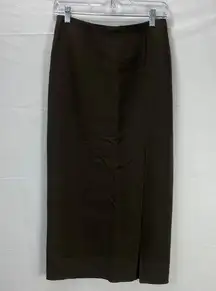 Donna Karan 100 Wool Deep Olive Green Midi Pencil Skirt with Slit Size 6