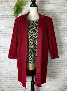 Vintage Lilli Ann Red Ribbed Knit 3/4 Sleeve Car Coat