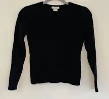 100% Cashmere Tweeds black small cable knit crewneck sweater