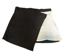 Nasty Gal Asymmetrical Snap Front Skirt Faux Wrap Black White Sz Medium Side Zip