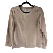 Ann Taylor LOFT Womens Sweatshirt Crew Neck Fleece Lined Metallic Gold Beige XS