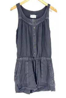 Current Elliott Ruby Short Romper Washed Black Drawstring Waist Cargo Black M