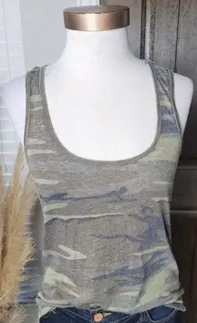 Women's Z Supply Camo Tank Green Brown Black Racerback Tank Top Size Small NWT