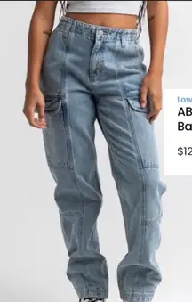 Pacsun Elastic Waist Cargo Paper Bag Waist Denim Jeans XS