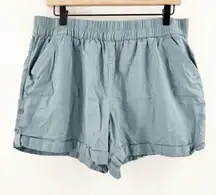 PACT Shorts Size Large Blue The Harbour Tabbed Organic Cotton Hemp Blend Lake