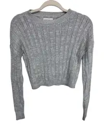Aeropostale Gray Knit Long Sleeve Crewneck Crop Pullover Sweater Size‎ XS