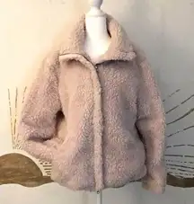 PacSun X/Sm Pink Full Zip Sherpa Inspired Fuzzy Teddy Bomber Jacket