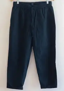 J.Crew Linen Blend Pull-On Pants‎ Women's Size 12 Black Tapered Coastal Summer