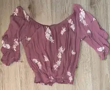 Love Tree Pink Puff Sleeve short sleeve shirt top