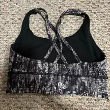 Lululemon  Energy Longline Bra Lino Slide Alpine White Black- Size 4