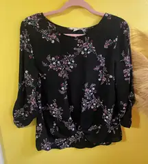 Pink Republic Black Floral Blouse