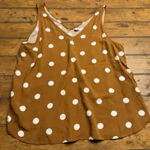 Boho Tank Top Women XL Polka Dot Pattern Print Sleeveless Summer Shirt‎ Blouse