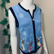 Bechamel Winter Reindeer Snowy Sweater Vest