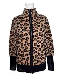 Rachel Zoe Cheetah Full Zip Sweater Cardigan Animal Print Fall Cozy Pockets SZ S