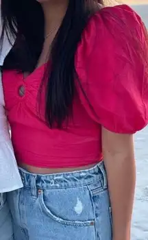 Red Puff Sleeve Top