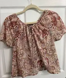 Vintage 70s neutral colored flower shirt size large