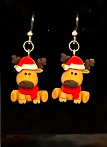 Cute reindeer Earrings Christmas Holiday Gift Earrings Hypoallergenic Plastic